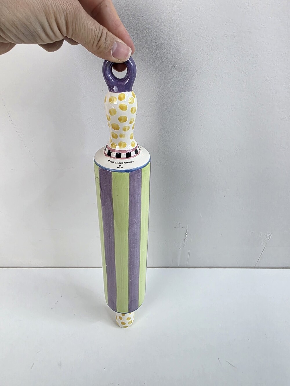 Mackenzie Childs Vintage Retired Piccadilly Ceramic Rolling Pin